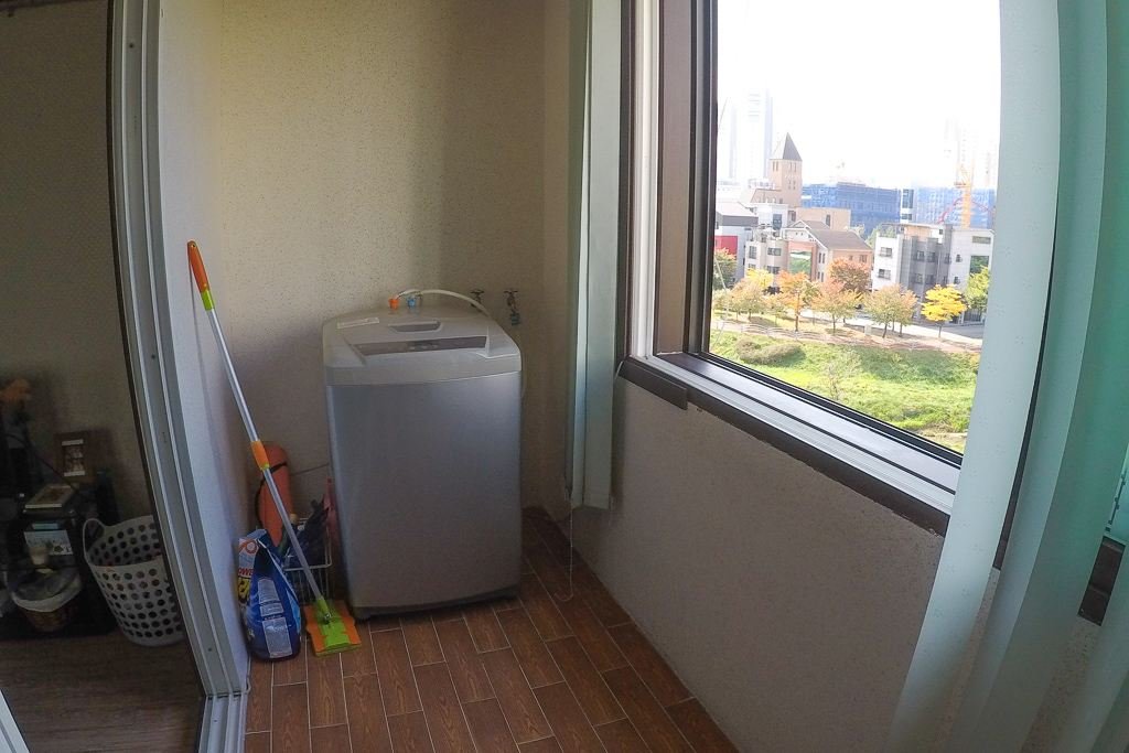 Our balcony and laundry room in our Korea apartment