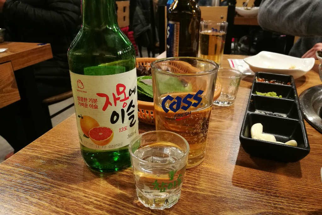 Soju and Cass are always a good combo when eating at a Korean BBQ restaurant