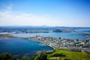The view of Jeju Island from Seongsan Ilchulbong Peak