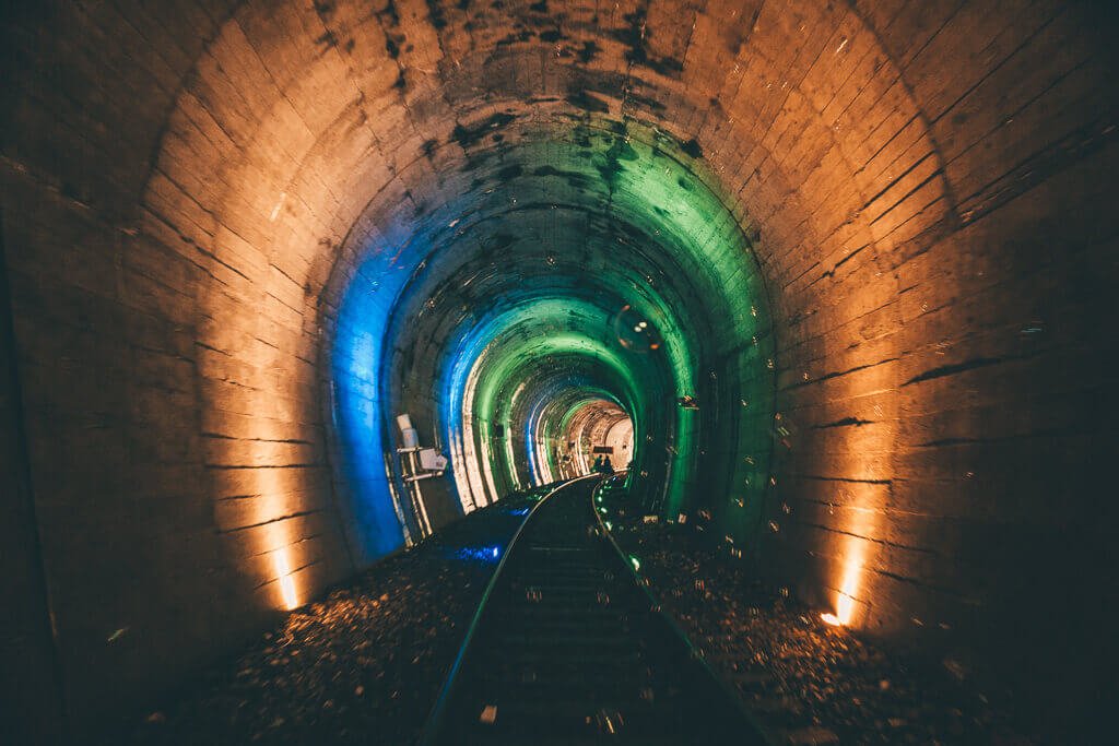 Gangchon Rail Bike themed tunnels