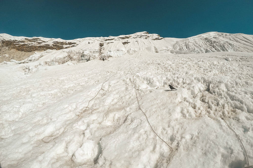 The ice wall leading to the summit of Island Peak