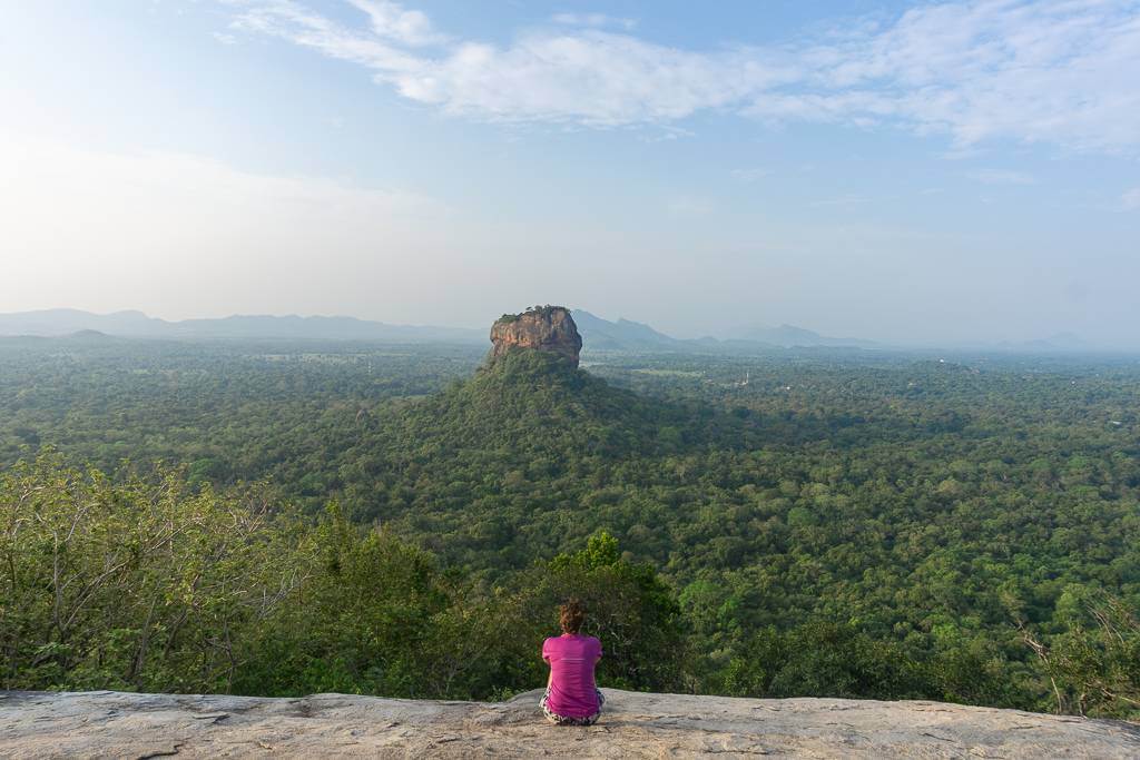 Sitting on Pidurangala Rock, overlooking Sigiriya Rock in the distance