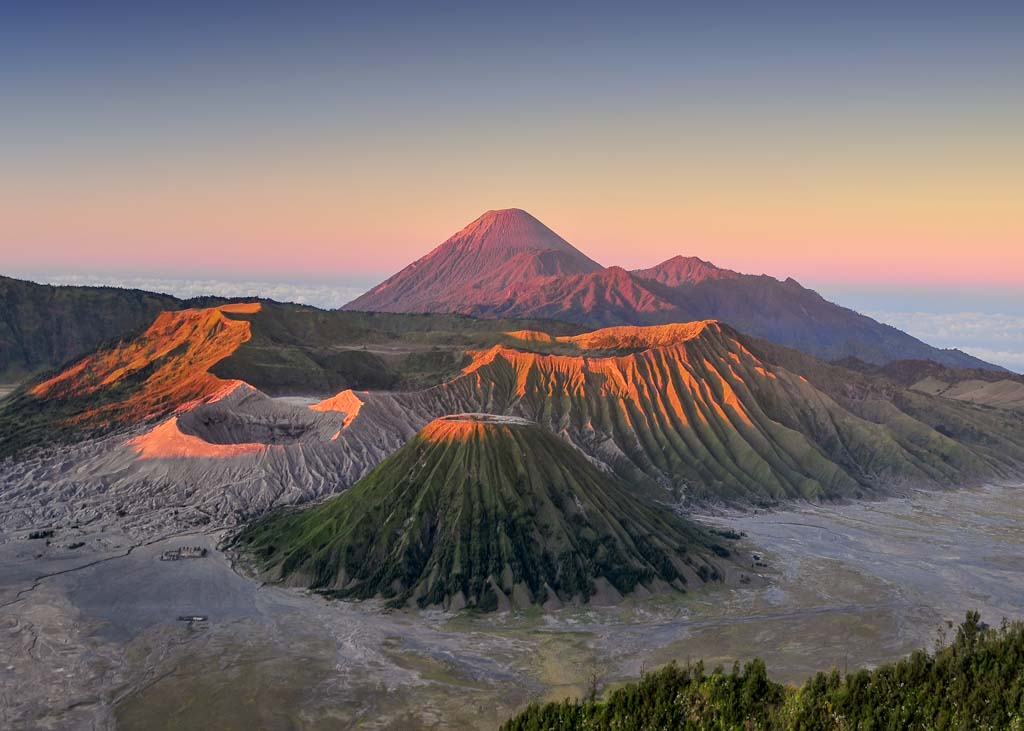 Mount Bromo and mountains in the distance