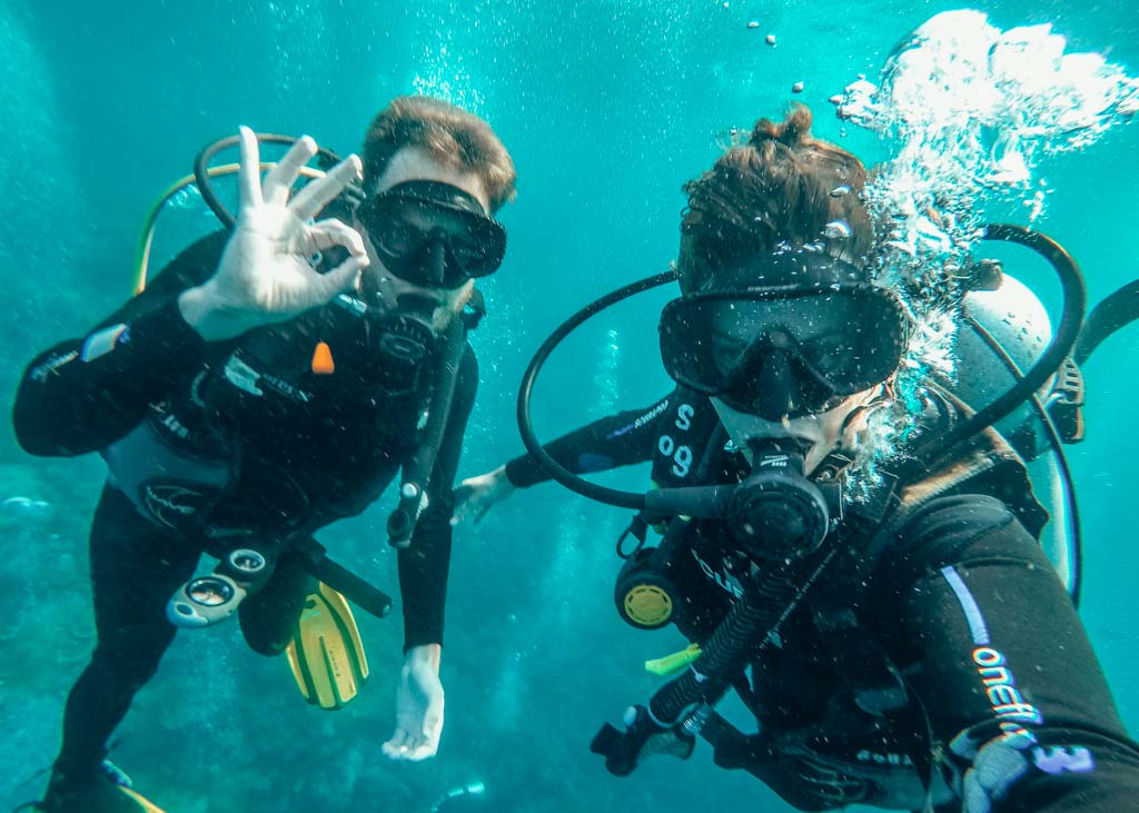 two people diving in Komodo Islands, Indonesia