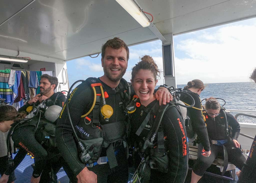 two people going to scuba dive at the Great Barrier Reef, Australia