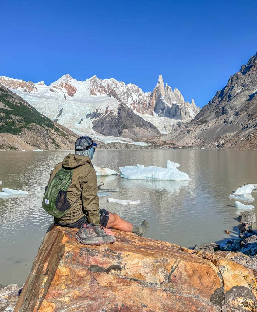 Sitting on a rock after the Cerro Torre hike