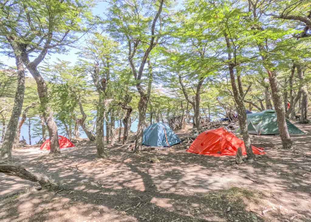 Campsites in El Chalten next to a lake