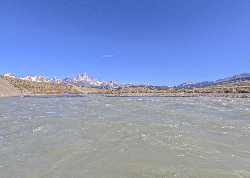 A river in El Chalten where you can go white water rafting in Patagonia