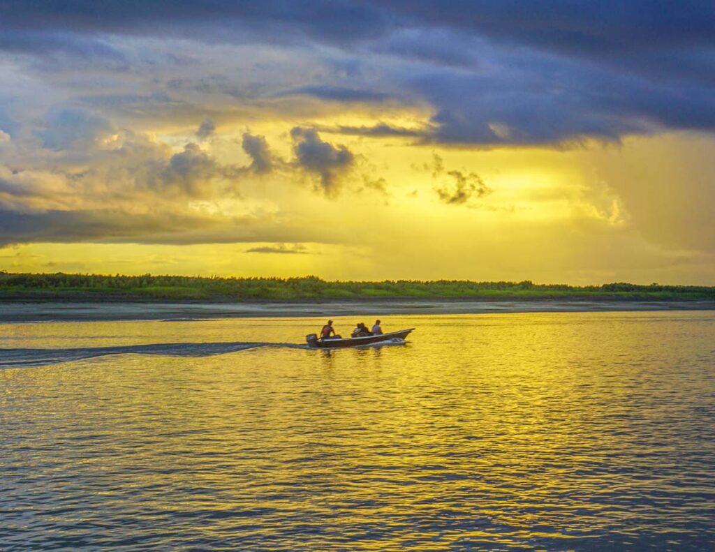 Sunsets on the Amazon river in Peru